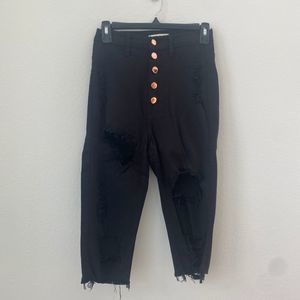 Vinbrant Black Cropped Distressed Jeans in Womens size 27